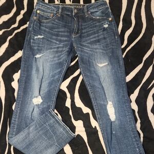 American Eagle Outfitters Men's Distressed Blue Slim Straight Jeans